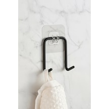 Yapışkanlı Çift Kancalı Banyo Mutfak Askısı Metal Askılık Duvar Askı Organizer Siyah Diğer