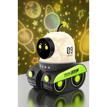 Buğz Robot Projeksiyon Gece Lambası Hoparlörlü Şarjlı Yıldızlı Gökyüzü Temalı Led Projeksiyon Lambası