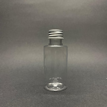 30 Cc Pet Şişe Silindir Kısa - Gümüş Metal Kapaklı- 30ml Pet Şişe