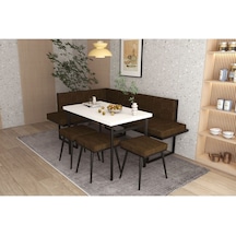 Wood House Pamir Köşe Takımı Kahve-beyaz Mutfak,bahçe,balkon,oturma Odası