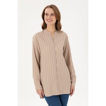U.S. Polo Assn. Kadın Kum Uzun Kollu Çizgili Tunik Gömlek 50290024-VR085