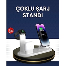 Modern Tasarımlı Çok Fonksiyonlu Kablosuz Şarj Standı Beyaz