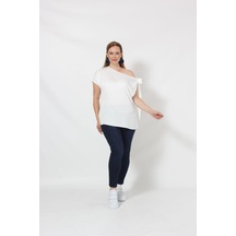 Moda Berray 3250b Ekru Tek Omuz Bağlama Detaylı Bluz 001