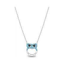 Çekirdekjewelry 925 Ayar Gümüş Baykuş Kolye Turkuaz Taşlı, Rodyum Kaplama, Şık Ve Zarif Kadın Kolyesi Gri