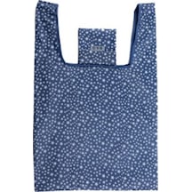 Sones Baskılı Katlanabilir Alışveriş Çantası Büyük Kapasiteli Saklama Poşetleri Koyu Mavi Gypsophila Diğer