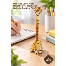 1 Adet Tükenmez Kalem Polyester Gövde Aslan Desenli 16 Cm Yazı Kalemi Ballpoint Pen Okul Ofis