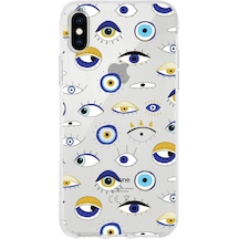 Printify Apple Uyumlu iPhone X İle 1mm Slim Fit Devil Eye 2 Baskılı Şeffaf Kılıf 0166b