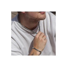 Silver Erkek Çelik Kral Zincir Kolye Bileklik Set 4mm Gümüş