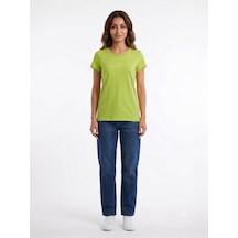 Neden Tekstil Kadın Basic & Baskılı Yuvarlak Yaka T-shirt - Yeşil