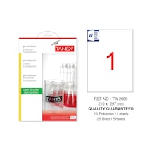 Tanex Tw-2000 210X297MM Şeffaf Laser Etiket 25 Li