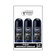 Nivea Men Deep Dimension Aktif Karbon 72 Saat Erkek Roll-On Deodorant 3 x 50 ML