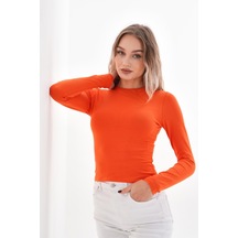 Likralı Pamuk Tişört-slim Fit -turuncu Turuncu