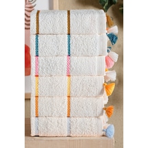 6 Lı Premium, Bohem, Renkli, Püsküllü Ve Çizgili Havlu Seti Mutfak & El Yüz 30x50 Cm Çok Renkli