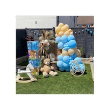 Pastel Makaron Mavi Ve Ten Rengi Balon Zinciri 100 Adet A