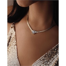 Serenay Sarıkaya Kolye Çağla Kolye Choker Chain 18 K Rose Kaplama 925 Ayar Gümüş Kolye