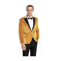 Wessi Kadife Slim Fit Sarı Erkek Smokin Ceket Sarı
