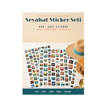 Seyahat Sticker Seti 400+ Adet Travel Retro Şehir 9 Farklı Boy Ajanda Planner Scrapbook Journal A4 Çok Renkli