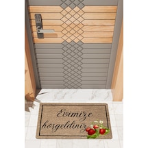 Rugmood Modern Dijtal Çilekli Hoşgeldiniz Baskı Kapı Önü Paspası Çok Renkli