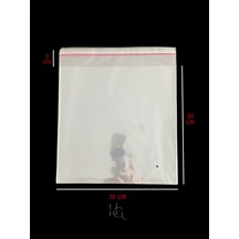 Hg Ambalaj 50 Adet 30x35 Cm Bantlı Yapışkanlı Şeffaf Opp Jelatin Poşet Torba, Şeffaf Poşet 30x30+5