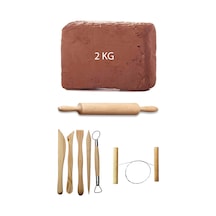 2 KG Kırmızı Kahverengi Seramik Hamuru Çamur Ebeşuar Merdane Tel