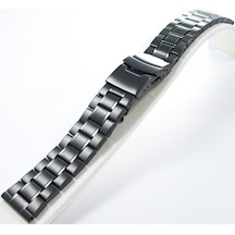 22Mm Siyah Metal Saat Kordonu Çelik Kolçak 1.Kalite Kayış Şeritli