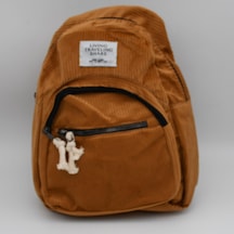 Kadın Kadife Hardal Sırt Çantası Bordo