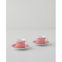 English Home Fresco Porselen 4 Parça 2 Kişilik Kahve Fincan Takımı 80 Ml Kırmızı - Beyaz Kırmızı - Beyaz