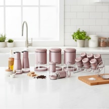 13 Parça Rose Gold Çelik Kapaklı Cam Baharatlık Seti - Stantlı Çeyizlik Baharat Takımı Yağlık Sirkelik Tuzluk Diğer