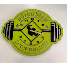 Vücut Geliştirme, Spor Salonu, Fitness, Kondüsyon Kişiye Özel Duvar Saati Yeşil