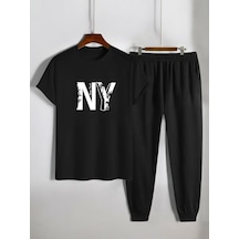 Uyguntarz Unisex New York Baskılı Eşofman Takımı Siyah