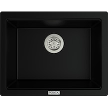 Polex Cristalüx Granit Evye P-09 Siyah Tezgah Altı Ve Tezgah Üstü Kare Mutfak Evyesi 55.5x43.5 CM