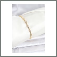 Bezos Pirinç Gold Renk Vıp Seri Punta Model Zirkon Taşlı Kadın Bileklik Mmbz
