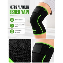 Sporcu Dizliği Siyah Yeşil Esnek Nefes Alabilen Destek Bantlı Dizlik Diğer