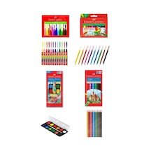 12'li Pastel Boya-12' Suluboya-12'li'keçeli Kalem 10'kuruboya 4'lü Okul Seti