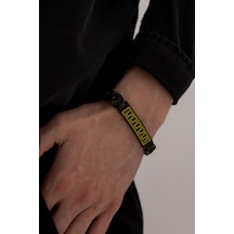 Erkek Çelik Bileklik - Kalın Siyah Grek Motifli Erkek Çelik Bileklik Çelik