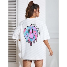 Adrift Karikatür Ve Grafik Tasarım Oversize T-shirt Cartoon/letter Serisi Kod156 Beyaz
