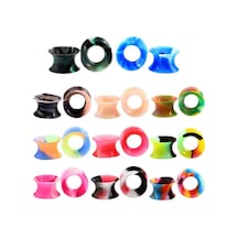 Suntek 11 Çift Esnek Silikon Alevlendi Fişler Tünel Kulak 12mm Çok Renkli