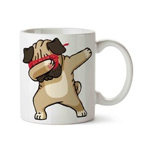 Pug Puppy Dab Dabbing İki Tarafı Baskılı Kupa Bardak.jpg