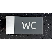 Gümüş Fırçalı Kabartma Wc Tabelası - Tuvalet Levha