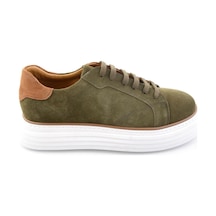 Yeşil Hakiki Deri Erkek Sneaker E01811256002 Yeşil