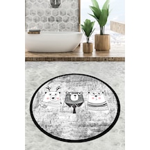 Three Bears Çap Banyo Halısı Djt 80x80 cm, Banyo Halısı , Banyo paspası yıkanabilir