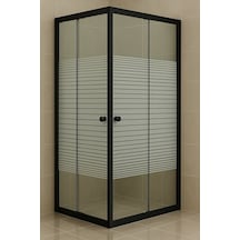 Durul Duşakabin Kare Siyah Profil Çizgili Cam Siyah