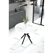 Yuvarlak Mutfak Masası Sabit 90 Cm Beyaz Beyaz 90 X 90 Çok Renkli