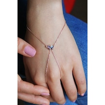 Renkli Taşlı Fil Motifli Gümüş Şahmeran - B058401 Rose Gold