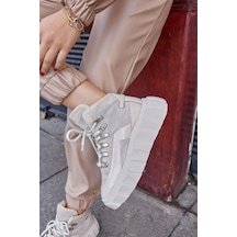 Candy Bej Hakiki Deri Kadın Sneaker Bot-Bej