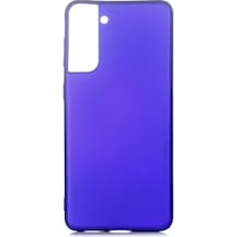 Ekılıf - Samsung Galaxy S21 Uyumlu Kılıf Mat Soft Premier Silikon Kapak - Saks Mavi