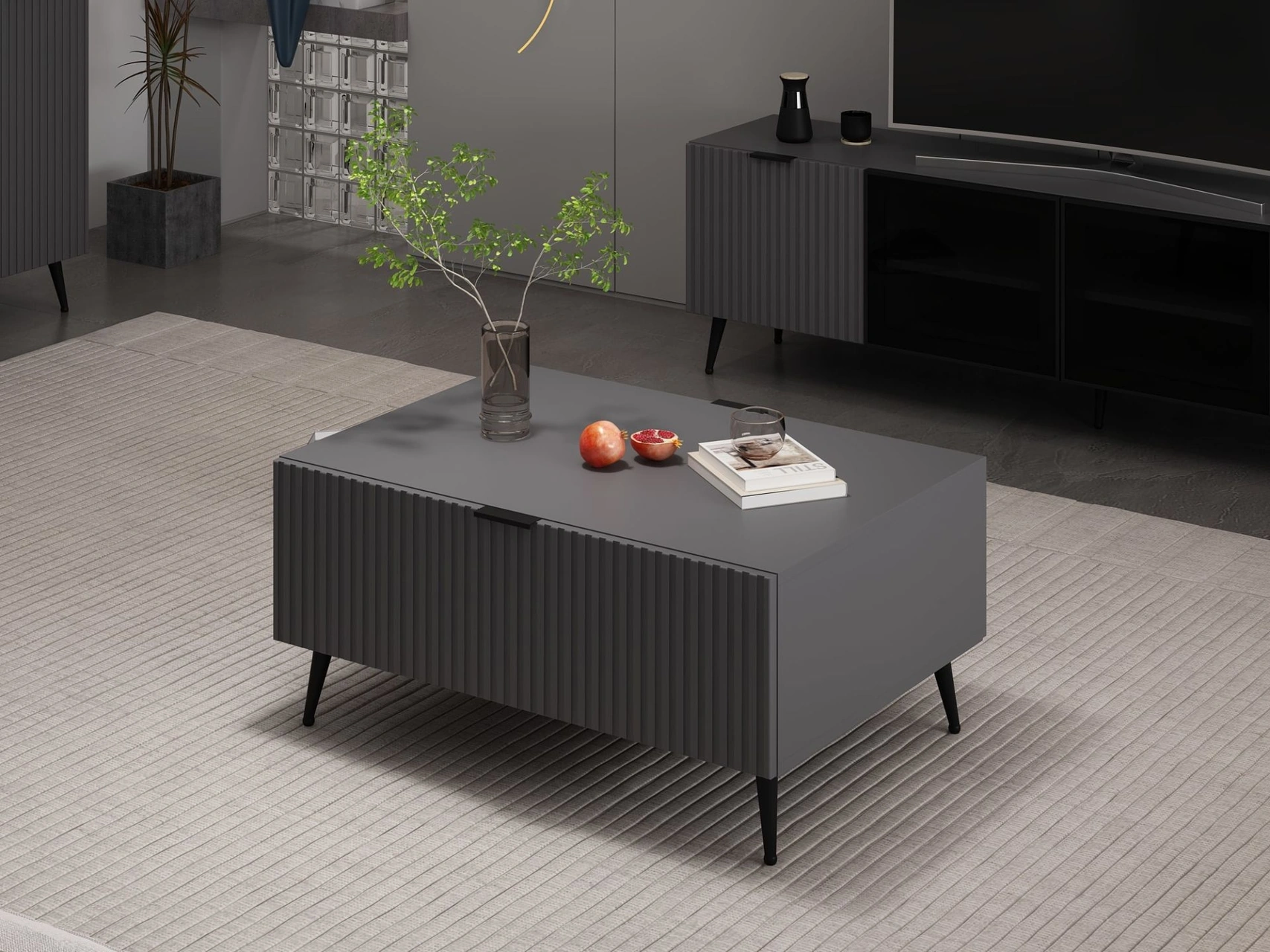 Minar Kale Orta Sehpa Plus Antrasit/antrasit Siyah