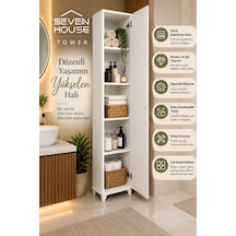Tower Banyo Dolabı Çok Amaçlı Banyo Mutfak Dolabı Banyo Rafı Beyaz Beyaz