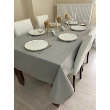 Sıvı Geçirmez Dertsiz Masa Örtüsü Gri