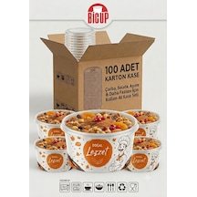 100 Adet Kapaklı Karton Kase Çorba Salata Aşure Yemek Kasesi Piknik Tabağı 14 Oz Karton Kase Isıya Dayanıklı Parti Tabağı